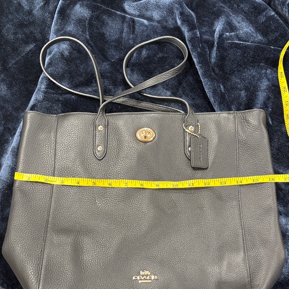 Coach Black Pebbled Leather Tote with Gold Accents - Picture 8 of 9